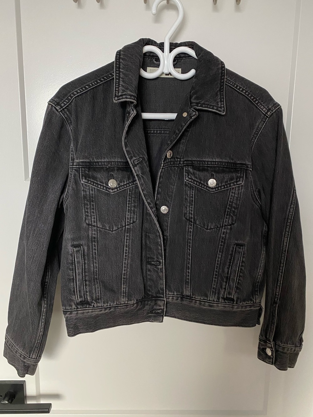 Topshop Black Washed Denim Jacket